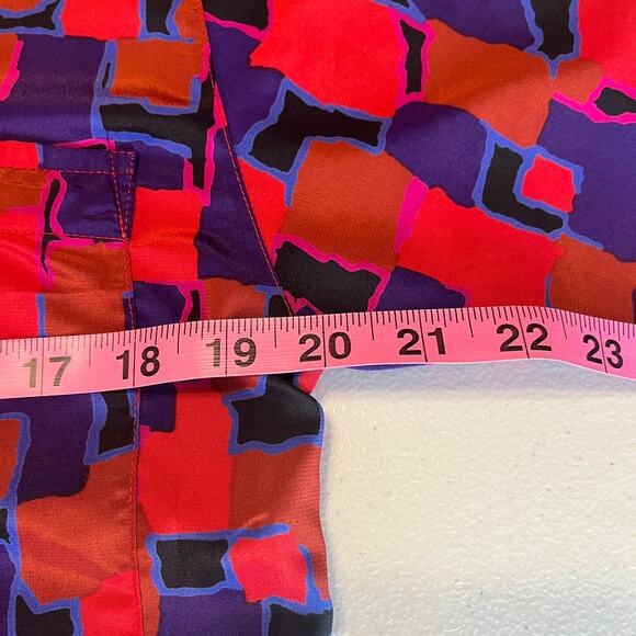 Stefanie Red Purple Silky Abstract Pattern Long Sleeve Retro Jacket Blazer 12 - Picture 10 of 11